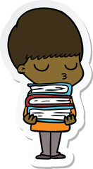 sticker of a cartoon calm boy