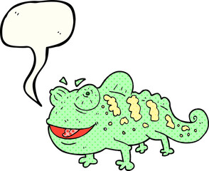 freehand drawn comic book speech bubble cartoon chameleon