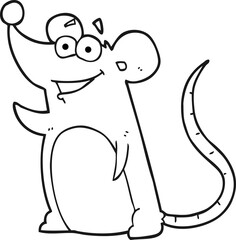 freehand drawn black and white cartoon mouse