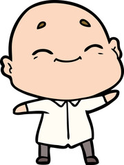 happy cartoon bald man