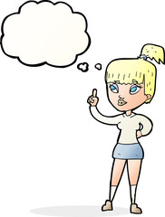 cartoon attractive girl with idea with thought bubble