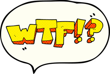 freehand drawn comic book speech bubble cartoon WTF symbol
