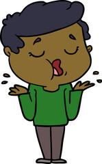 cartoon man talking and shrugging shoulders