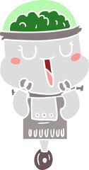 happy flat color style cartoon robot