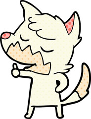 friendly cartoon fox giving thumbs up sign