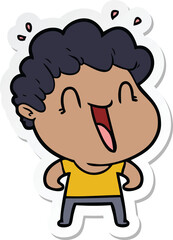 sticker of a cartoon happy man