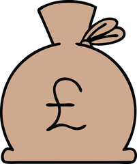 cute cartoon of a bag of money