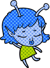 cute alien girl cartoon