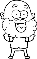 cartoon crazy happy man with beard