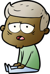 cartoon tired man