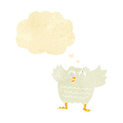 cartoon black bird with thought bubble