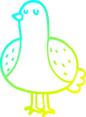 cold gradient line drawing of a cartoon bird