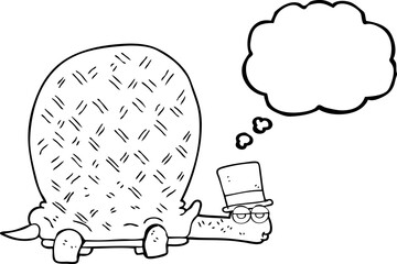 freehand drawn thought bubble cartoon tortoise