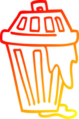 warm gradient line drawing of a cartoon waste bin