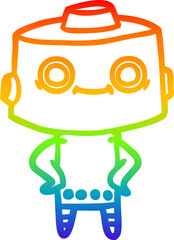 Naklejka premium rainbow gradient line drawing of a cartoon robot