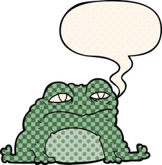 cartoon toad with speech bubble in comic book style