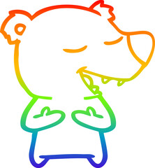 rainbow gradient line drawing of a cartoon bear