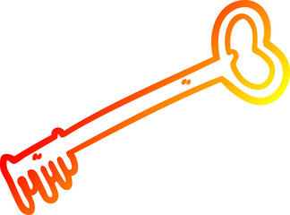 warm gradient line drawing of a cartoon fancy old key