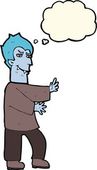 cartoon vampire with thought bubble