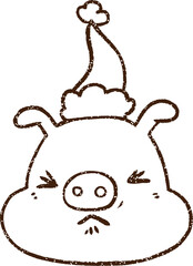 Christmas Pig Charcoal Drawing