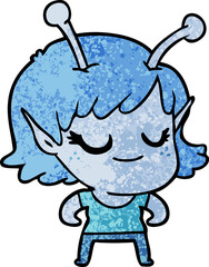 smiling alien girl cartoon