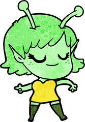 smiling alien girl cartoon