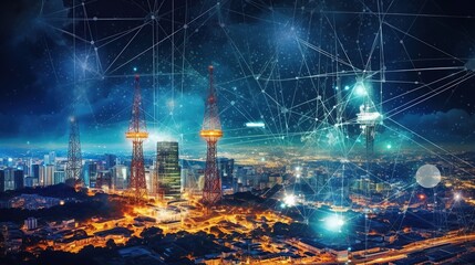 Fototapeta na wymiar Global world network and telecommunication on earth cryptocurrency and blockchain Generative AI