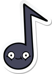 sticker of a cute cartoon musical note