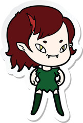 sticker of a cartoon friendly vampire girl