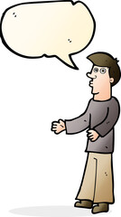 cartoon curious man with speech bubble