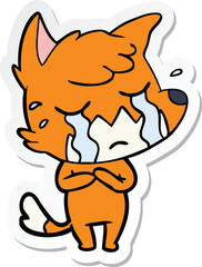 sticker of a crying fox cartoon