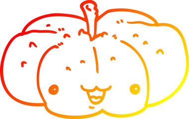warm gradient line drawing of a cartoon pumpkin