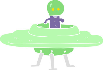 flat color illustration of flying saucer