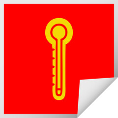 square peeling sticker cartoon of a glass thermometer