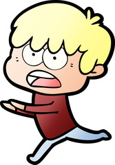 worried cartoon boy