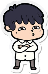 sticker of a cartoon curious man