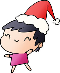 hand drawn christmas gradient cartoon of kawaii girl