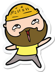 Obraz premium sticker of a cartoon happy bearded man