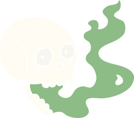 flat color style cartoon haunted skull