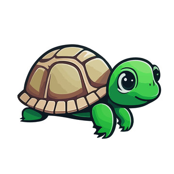 Green Cartoon Turtle Icon Illustration