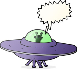 freehand drawn speech bubble cartoon alien spaceship
