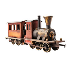 old steam locomotive model train isolated on a transparent background