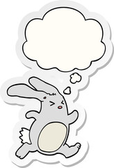 cartoon rabbit with thought bubble as a printed sticker