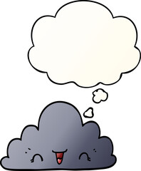 cute cartoon cloud with thought bubble in smooth gradient style