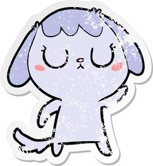 distressed sticker of a cute cartoon dog
