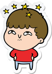 sticker of a cartoon amazed boy