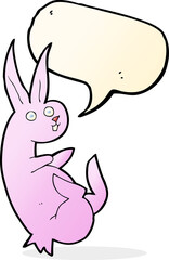 cue cartoon rabbit with speech bubble