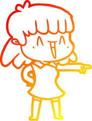 warm gradient line drawing of a cartoon woman