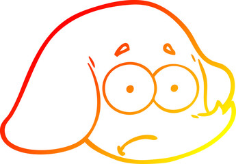 warm gradient line drawing of a cartoon elephant face