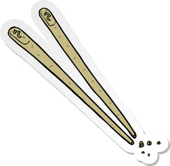 sticker of a cartoon chopsticks
